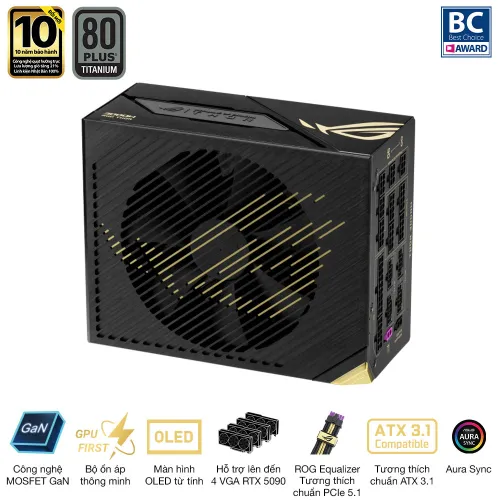 Nguồn máy tính Asus Rog Thor 3000W Titanium III Edition 20 (ATX 3.1/ PCIe 5.1/ 80Plus Titanium/ Full Modular) - ROG-THOR-3000T3-GAMING-EDITION-20